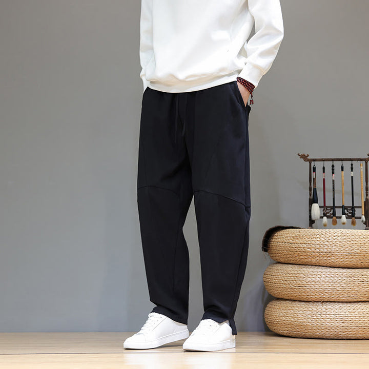 Pantalones de lino y algodón para hombre, de color liso, con forro polar y estampado de Buddha Stones, con bolsillos. - image 13