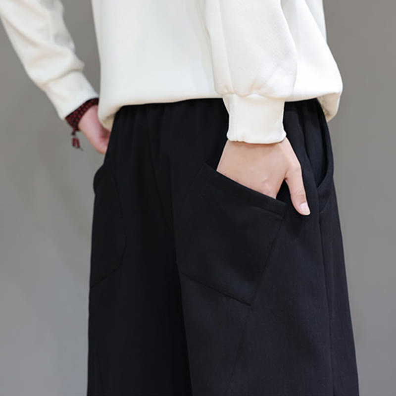 Pantalones de lino y algodón para hombre, de color liso, con forro polar y estampado de Buddha Stones, con bolsillos. - image 19