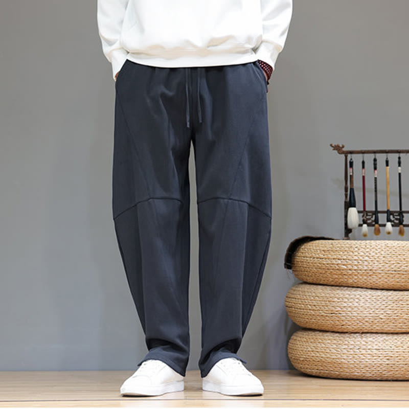 Pantalones de lino y algodón para hombre, de color liso, con forro polar y estampado de Buddha Stones, con bolsillos. - image 10