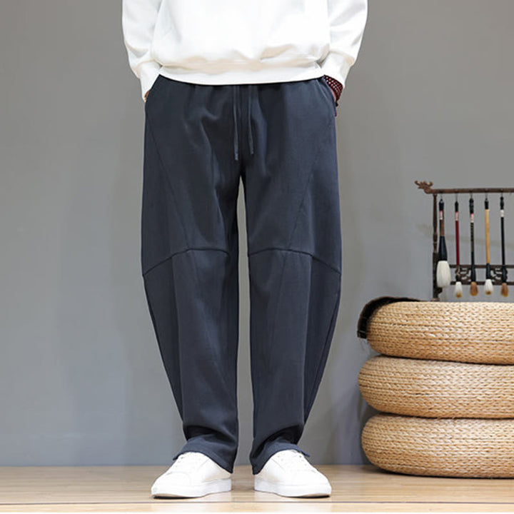 Pantalones de lino y algodón para hombre, de color liso, con forro polar y estampado de Buddha Stones, con bolsillos. - image 10