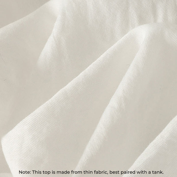 Camisa de algodón de manga larga con volantes y botones blancos con Buddha Stones para mujer - image 8