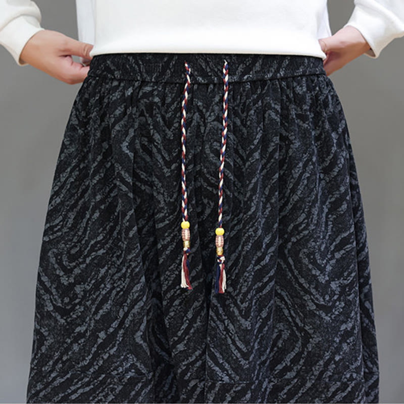 Pantalones tipo harem para hombre con bolsillos, diseño con cordón ajustable y textura de Buddha Stones en pana de algodón y lino. - image 19