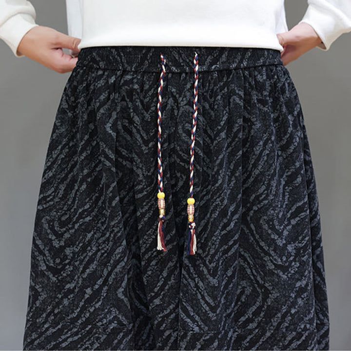 Pantalones tipo harem para hombre con bolsillos, diseño con cordón ajustable y textura de Buddha Stones en pana de algodón y lino. - image 19