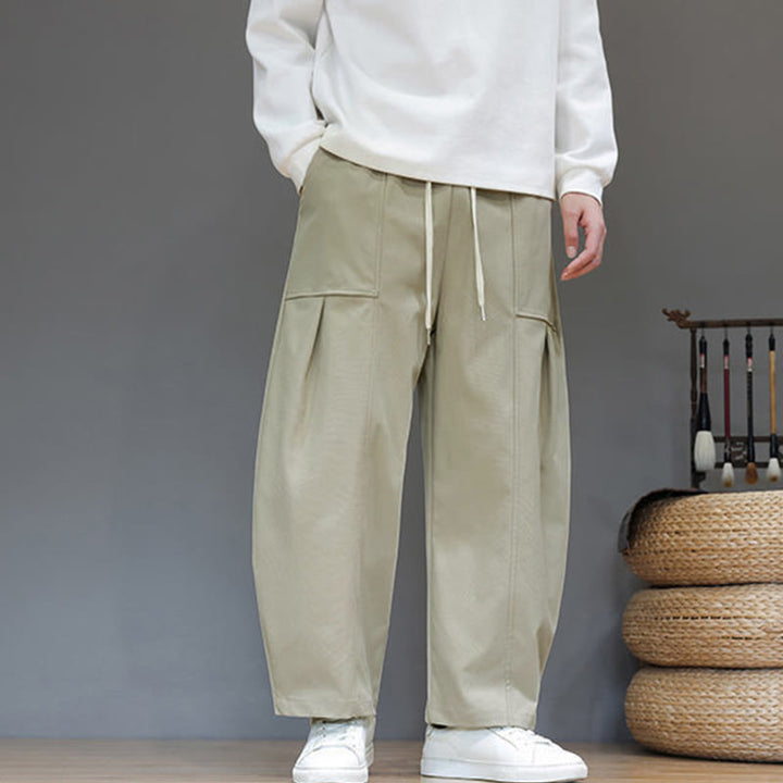 Pantalones bombachos cortos de algodón de color liso para hombre con estampado de Buddha Stones y bolsillos. - Caqui oscuro - US/UK/AU46, EU56 (5XL) - image 0