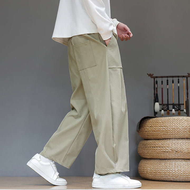 Pantalones bombachos cortos de algodón de color liso para hombre con estampado de Buddha Stones y bolsillos. - image 3