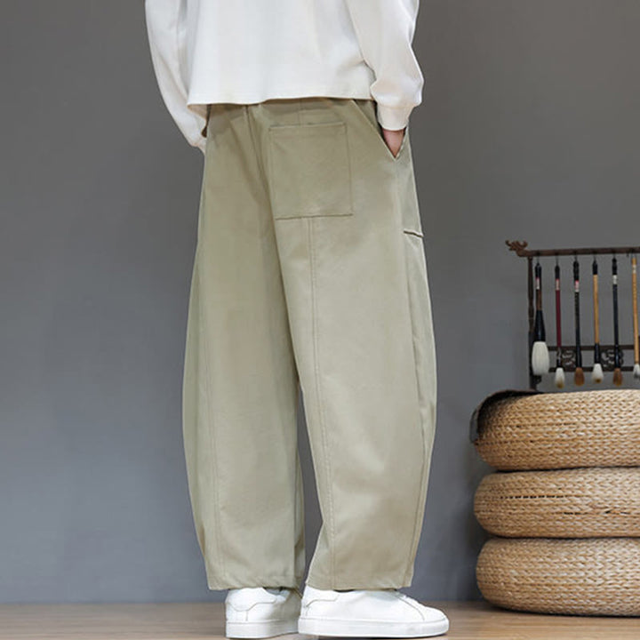 Pantalones bombachos cortos de algodón de color liso para hombre con estampado de Buddha Stones y bolsillos. - image 4