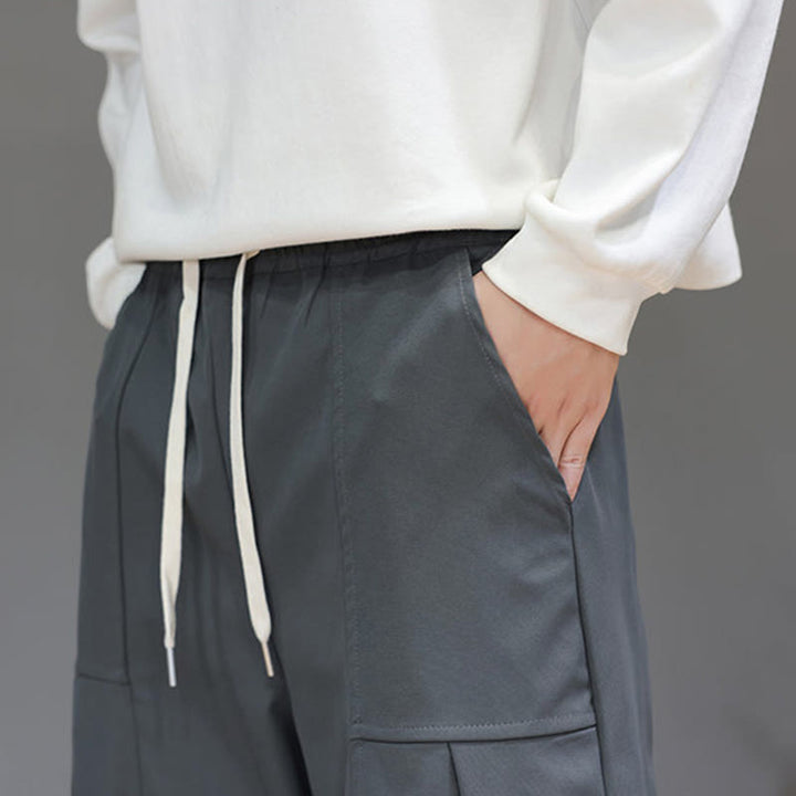 Pantalones bombachos cortos de algodón de color liso para hombre con estampado de Buddha Stones y bolsillos. - image 19