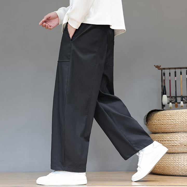 Pantalones bombachos cortos de algodón de color liso para hombre con estampado de Buddha Stones y bolsillos. - image 24