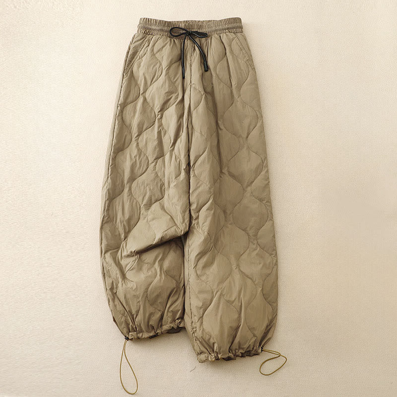 Pantalones de invierno cálidos para mujer con estampado de líneas curvas y detalles en Buddha Stones , con bolsillos. - Broncearse - US8-10，UK/AU12-14，EU40-42 (2XL) - image 0