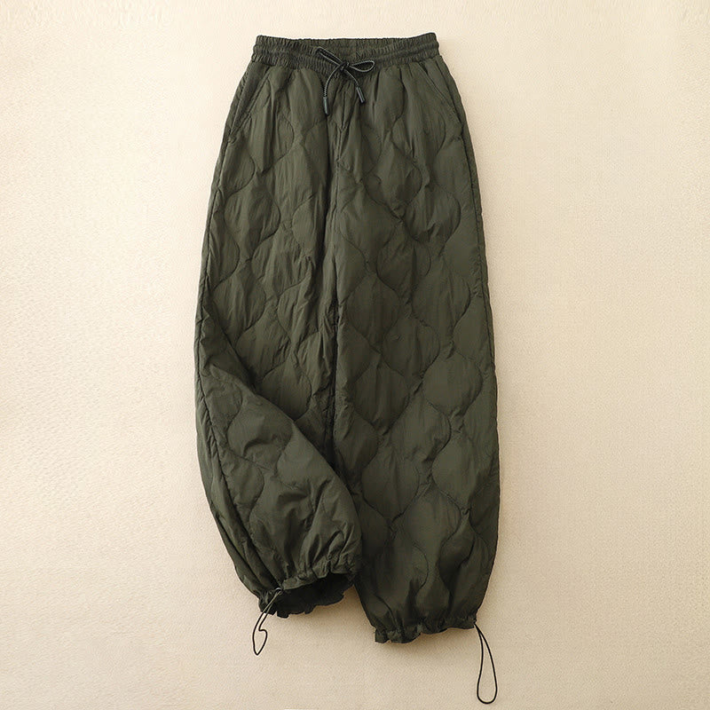 Pantalones de invierno cálidos para mujer con estampado de líneas curvas y detalles en Buddha Stones , con bolsillos. - Verde oliva oscuro - US8-10，UK/AU12-14，EU40-42 (2XL) - image 13