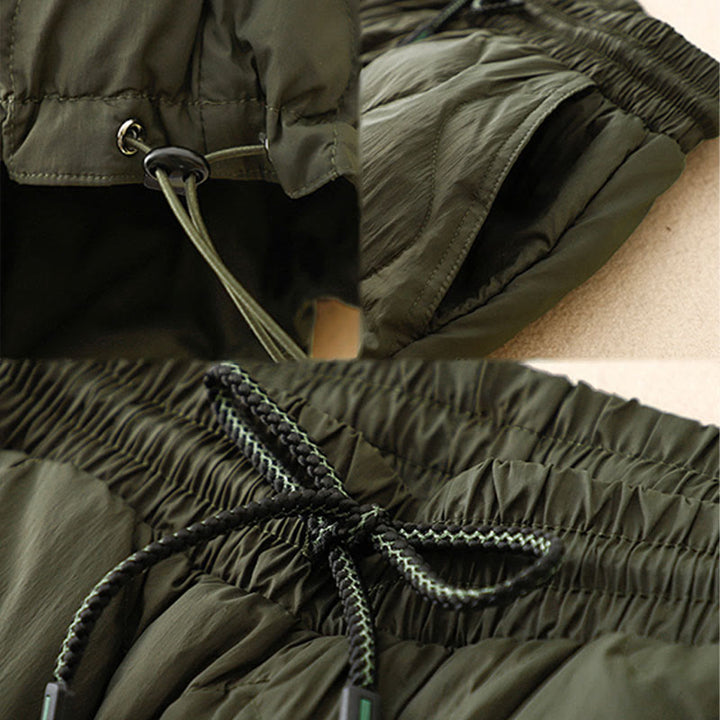 Pantalones de invierno cálidos para mujer con estampado de líneas curvas y detalles en Buddha Stones , con bolsillos. - image 15