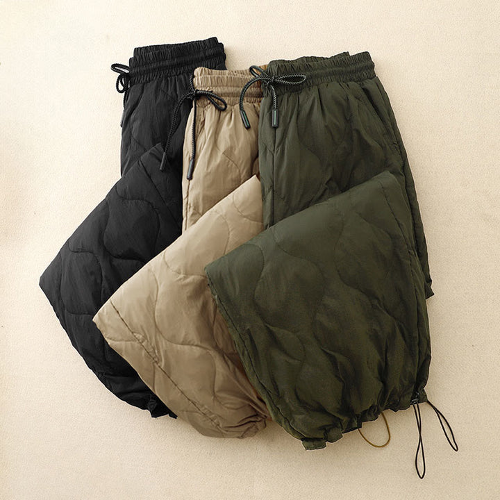 Pantalones de invierno cálidos para mujer con estampado de líneas curvas y detalles en Buddha Stones , con bolsillos. - image 17