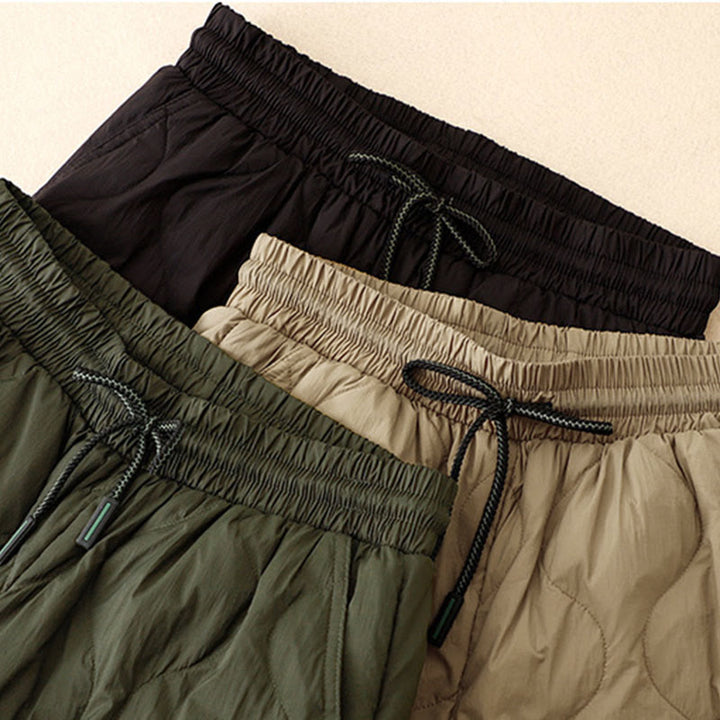 Pantalones de invierno cálidos para mujer con estampado de líneas curvas y detalles en Buddha Stones , con bolsillos. - image 18