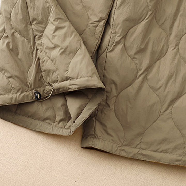 Pantalones de invierno cálidos para mujer con estampado de líneas curvas y detalles en Buddha Stones , con bolsillos. - image 4