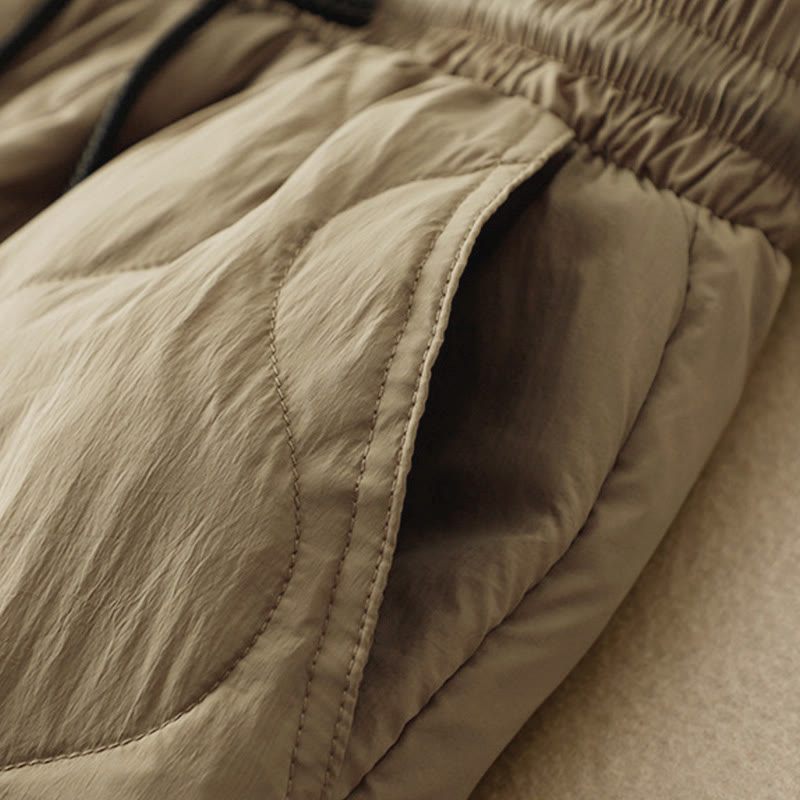 Pantalones de invierno cálidos para mujer con estampado de líneas curvas y detalles en Buddha Stones , con bolsillos. - image 3