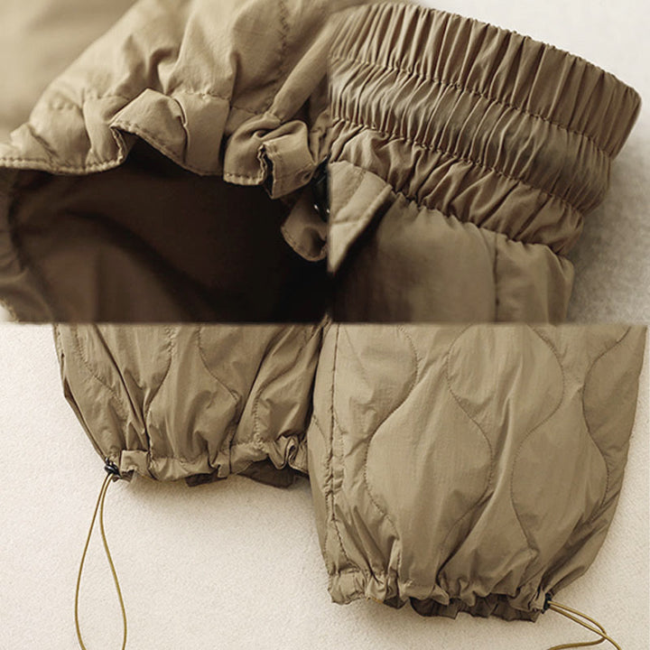 Pantalones de invierno cálidos para mujer con estampado de líneas curvas y detalles en Buddha Stones , con bolsillos. - image 7