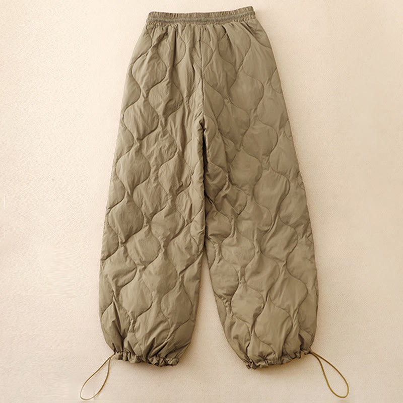 Pantalones de invierno cálidos para mujer con estampado de líneas curvas y detalles en Buddha Stones , con bolsillos. - image 1