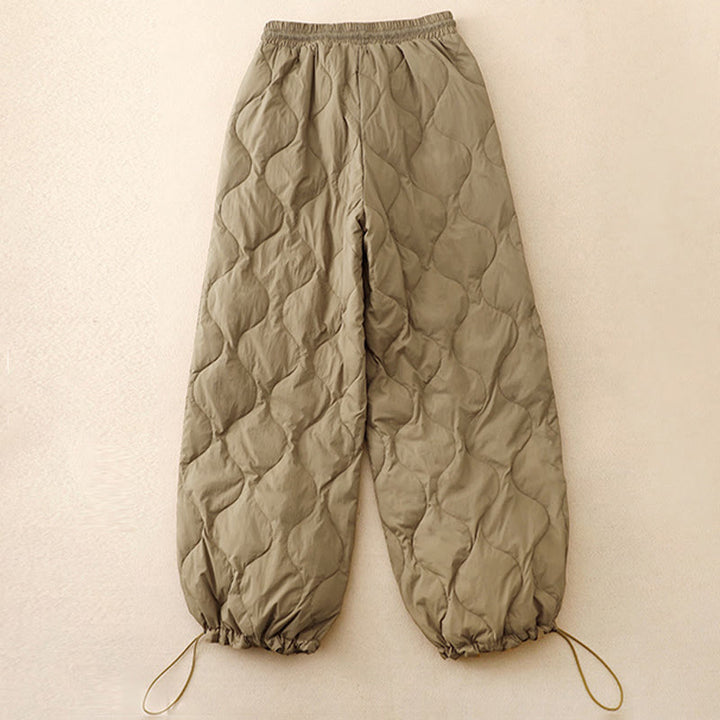 Pantalones de invierno cálidos para mujer con estampado de líneas curvas y detalles en Buddha Stones , con bolsillos. - image 1