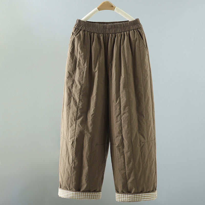 Pantalones harén de algodón para mujer con rayas rectas y bolsillos de Buddha Stones - Broncearse - US8-10，UK/AU12-14，EU40-42 (2XL) - image 0