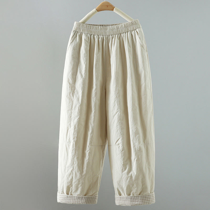 Pantalones tipo harem para mujer con forro polar de algodón, rayas y líneas rectas con estampado de Buddha Stones y bolsillos. - Blanco - US8-10，UK/AU12-14，EU40-42 (2XL) - image 12