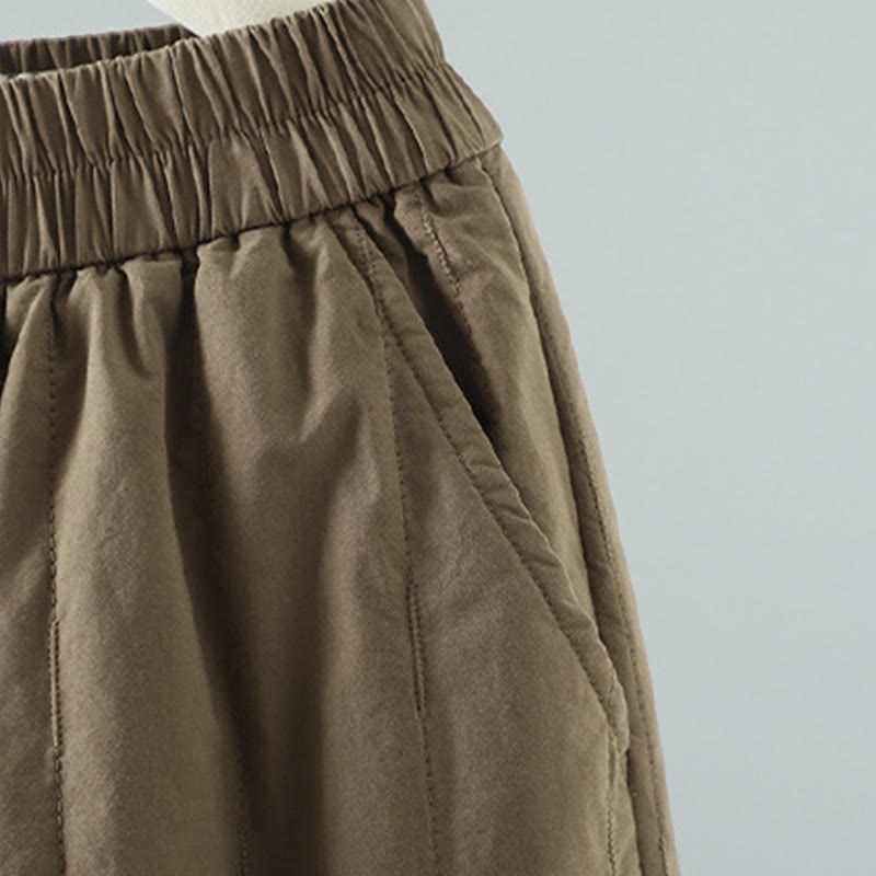 Pantalones tipo harem para mujer con forro polar de algodón, rayas y líneas rectas con estampado de Buddha Stones y bolsillos. - image 2