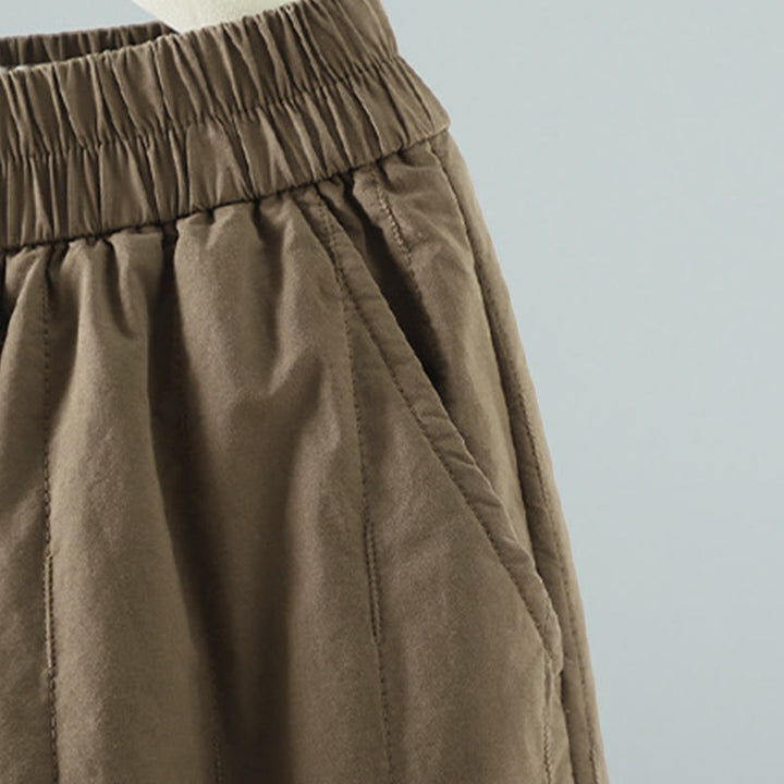 Pantalones tipo harem para mujer con forro polar de algodón, rayas y líneas rectas con estampado de Buddha Stones y bolsillos. - image 2