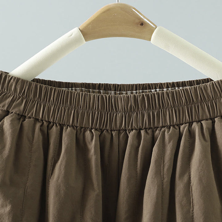 Pantalones tipo harem para mujer con forro polar de algodón, rayas y líneas rectas con estampado de Buddha Stones y bolsillos. - image 1