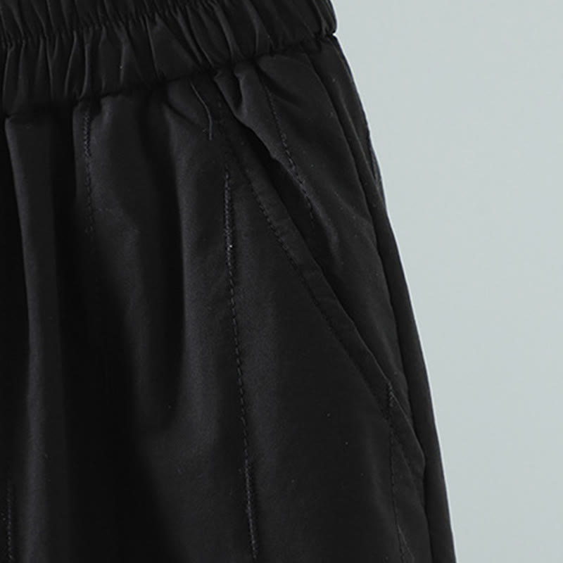 Pantalones tipo harem para mujer con forro polar de algodón, rayas y líneas rectas con estampado de Buddha Stones y bolsillos. - image 8