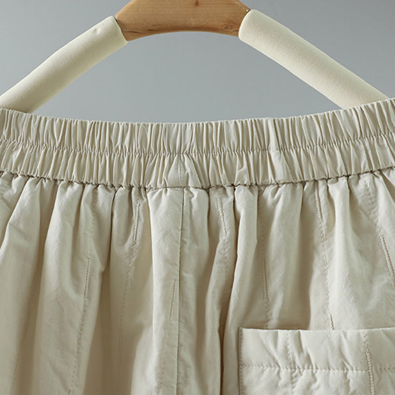 Pantalones tipo harem para mujer con forro polar de algodón, rayas y líneas rectas con estampado de Buddha Stones y bolsillos. - image 15