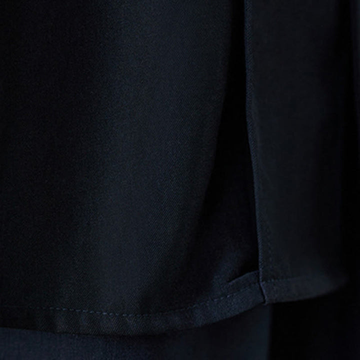 Camisa de manga larga de algodón para mujer, negra lisa con solapa de botón de rana y estampado de Buddha Stones - image 9