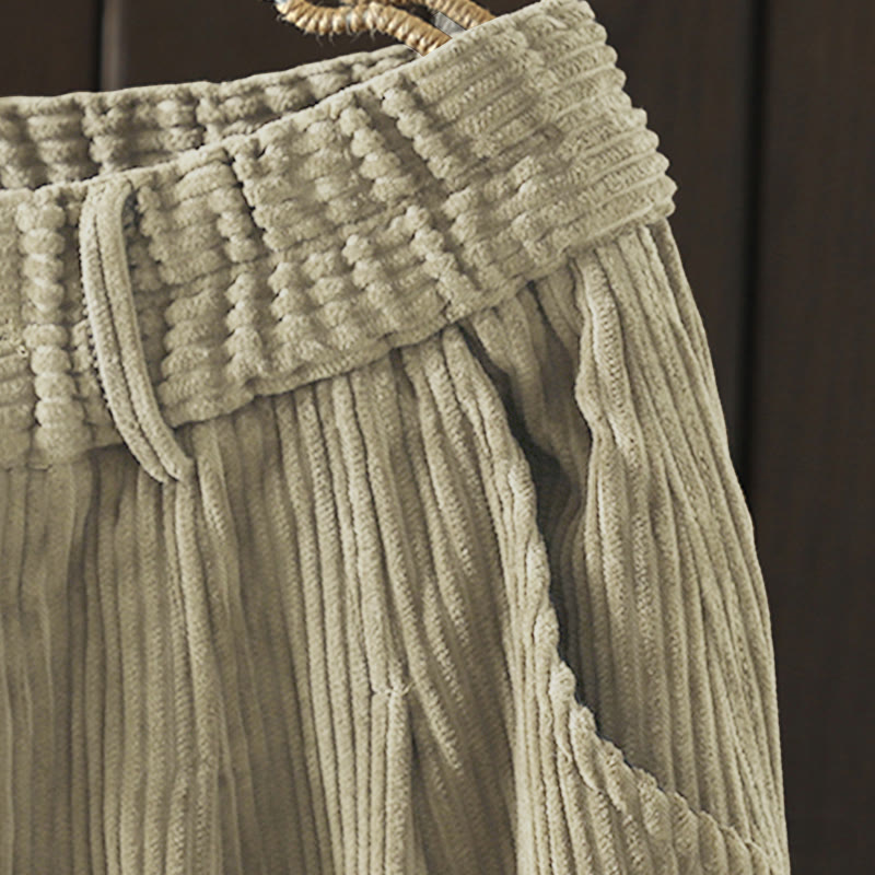 Pantalones harén Buddha Stones de invierno para mujer, de pana lisa, de algodón, de cintura alta, forrados con vellón y bolsillos - image 19