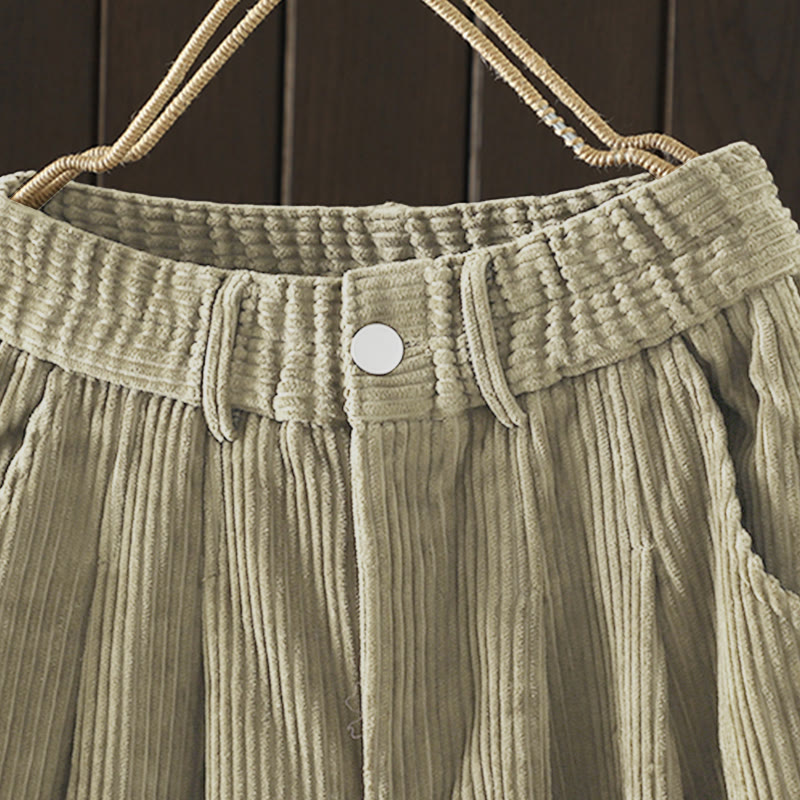 Pantalones harén Buddha Stones de invierno para mujer, de pana lisa, de algodón, de cintura alta, forrados con vellón y bolsillos - image 20