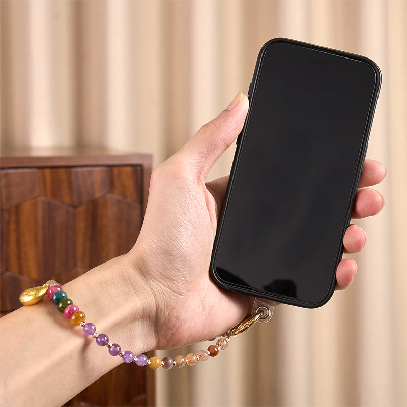 Llavero colgante para teléfono con Buddha Stones, colorido personaje Fu, amatista y cristal Super Seven. - image 4