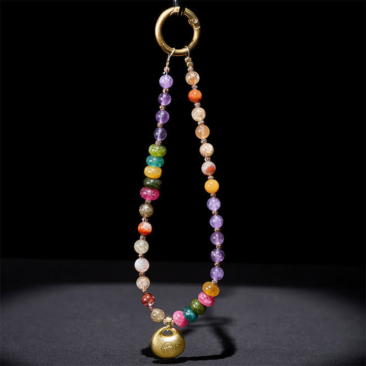 Llavero colgante para teléfono con Buddha Stones, colorido personaje Fu, amatista y cristal Super Seven. - image 3