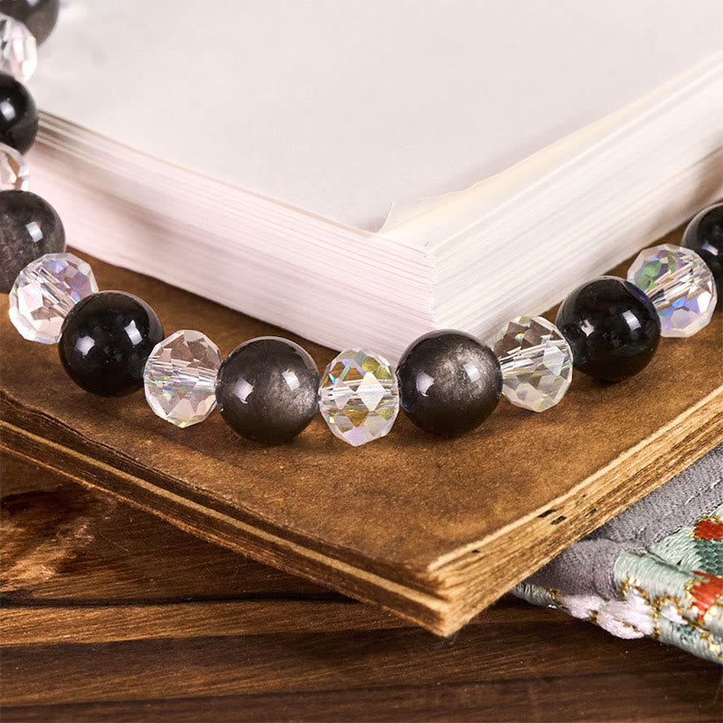 Buddha Stones Año del Caballo, obsidiana plateada brillante, llavero protector para teléfono - image 1