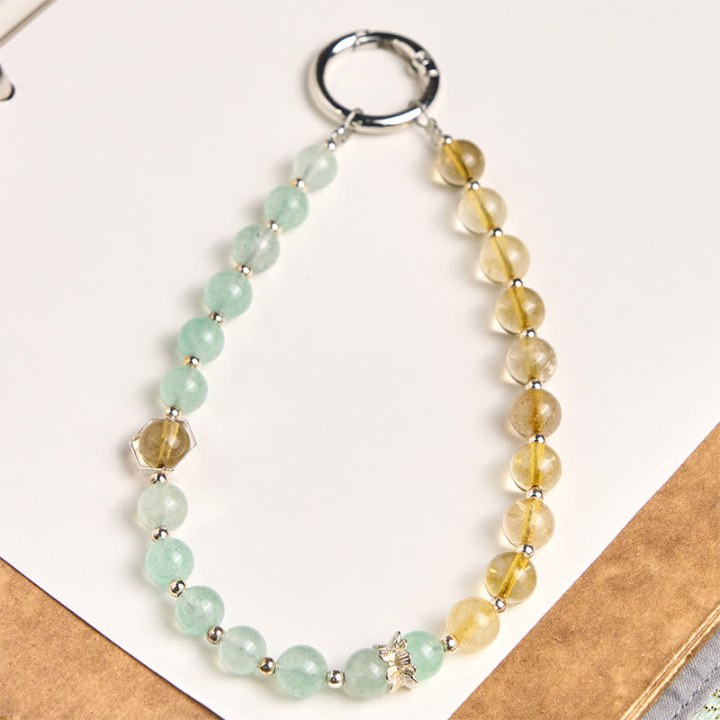 Llavero colgante para teléfono con cuentas de cuarzo fresa verde citrino y Buddha Stones. - Cuarzo Fresa Verde (Amor ♥ Gratitud) - image 0