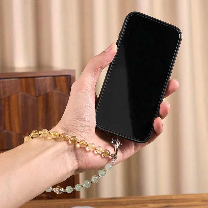 Llavero colgante para teléfono con cuentas de cuarzo fresa verde citrino y Buddha Stones. - image 4