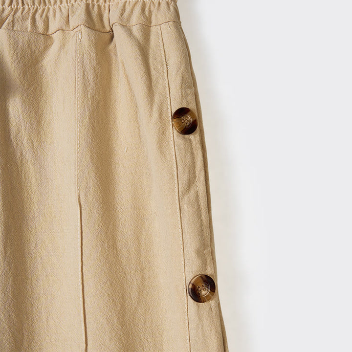 Pantalones de algodón para hombre con bolsillos y botones laterales de color liso con Buddha Stones - image 2