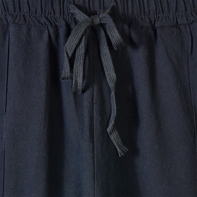 Pantalones de algodón para hombre con bolsillos y botones laterales de color liso con Buddha Stones - image 5