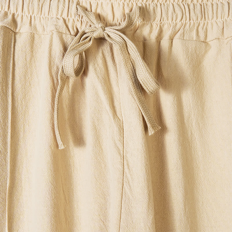 Pantalones de algodón para hombre con bolsillos y botones laterales de color liso con Buddha Stones - image 1