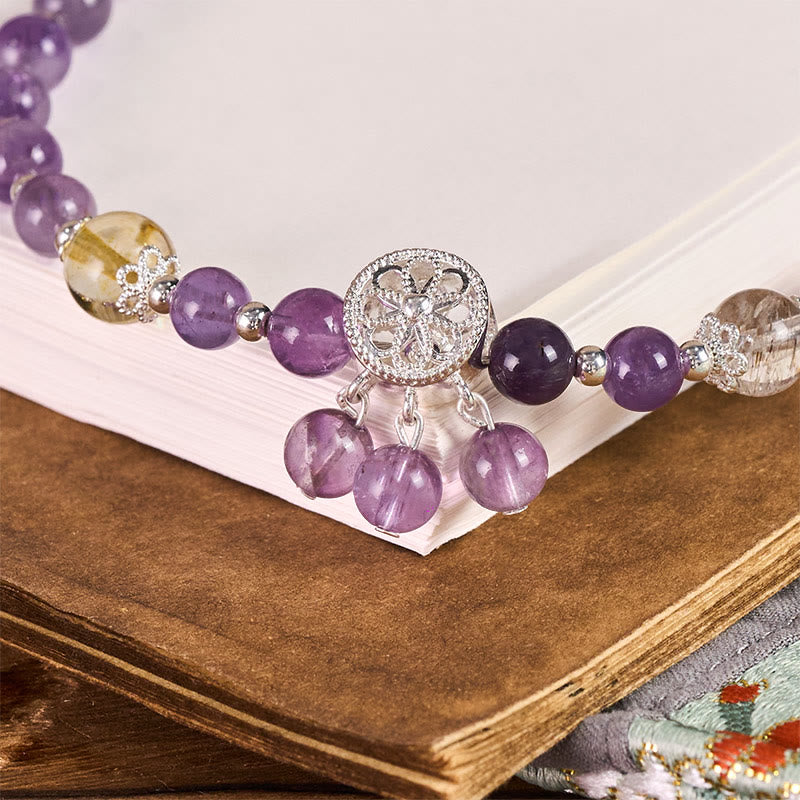 Llavero colgante para teléfono con dije de flor de amatista y Buddha Stones para conciencia espiritual. - image 1