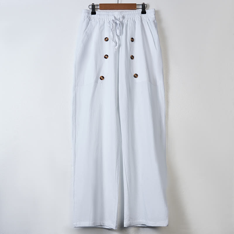 Pantalones casuales de algodón con botones y bolsillos para hombre , de Buddha Stones - image 2