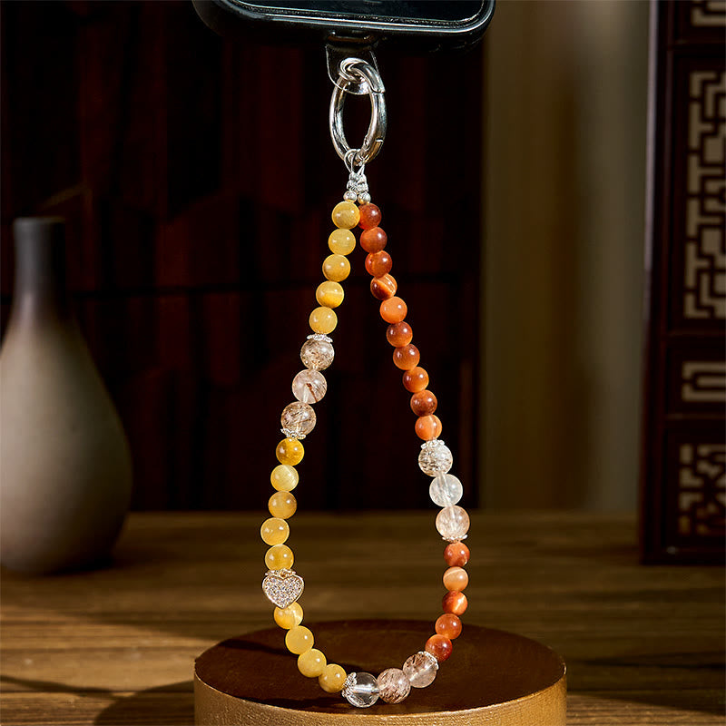 Buddha Stones, Ojo de Tigre Dorado, Ojo de Tigre Rojo, Amuleto de Corazón, Llavero de Fuerza, Decoración para Colgar en el Teléfono - image 3