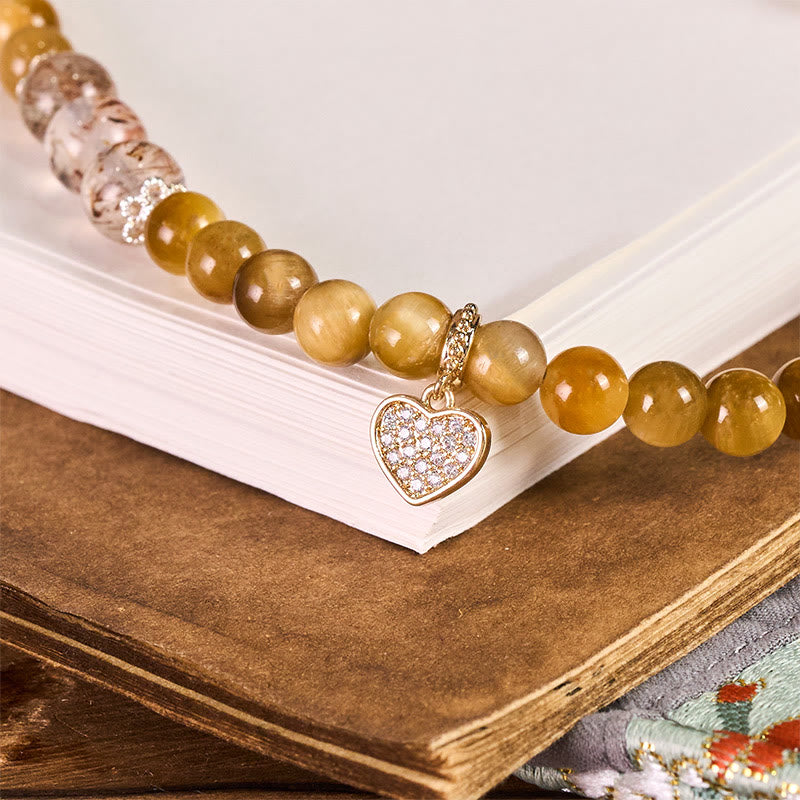 Buddha Stones, Ojo de Tigre Dorado, Ojo de Tigre Rojo, Amuleto de Corazón, Llavero de Fuerza, Decoración para Colgar en el Teléfono - image 1