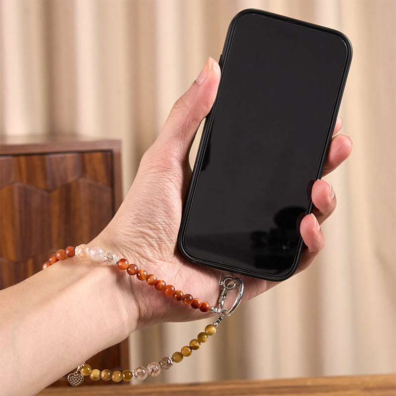 Buddha Stones, Ojo de Tigre Dorado, Ojo de Tigre Rojo, Amuleto de Corazón, Llavero de Fuerza, Decoración para Colgar en el Teléfono - image 5