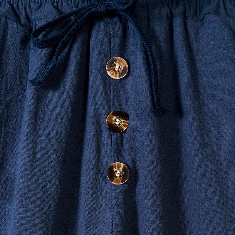Pantalones de algodón para hombre con bolsillos y botones de color liso con cordón ajustable y Buddha Stones - image 2