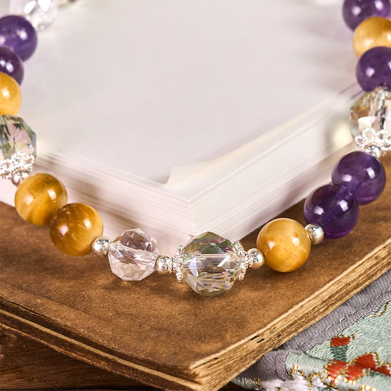 Llavero colgante para teléfono con cuentas de amatista, ojo de tigre dorado y piedras de Buddha Stones - image 1