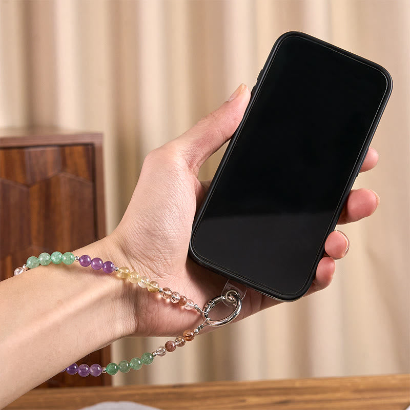Llavero colgante para teléfono con dije de Buddha Stones con el personaje Fu y siete cristales de crecimiento. - image 4