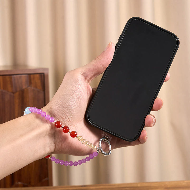 Llavero colgante para teléfono con cuentas de citrino y calcedonia púrpura de Buddha Stones. - image 4