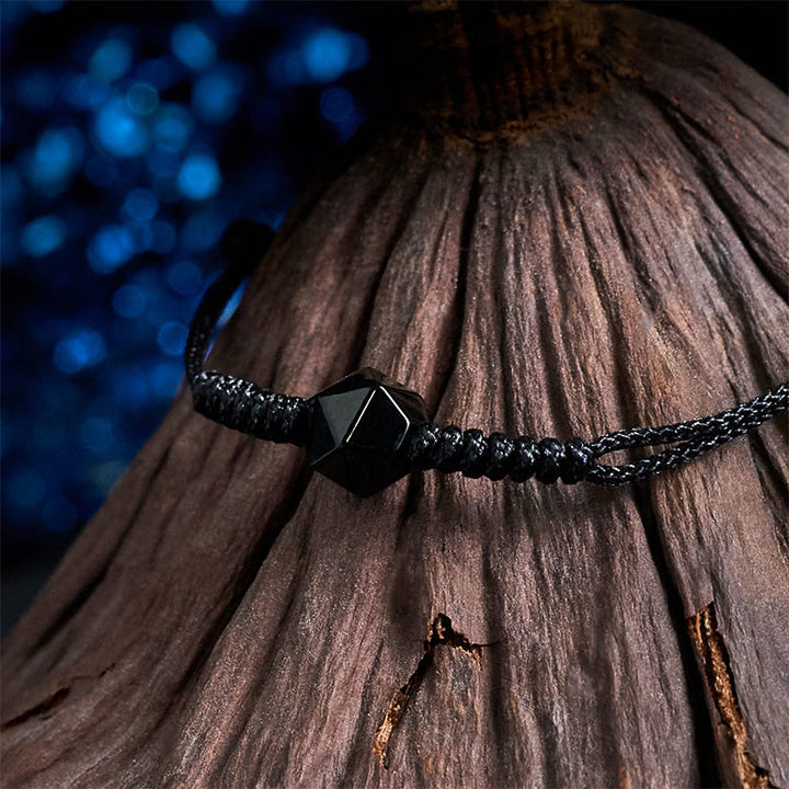 Pulsera de fuerza trenzada con hilo de obsidiana negra natural y Buddha Stones - image 3